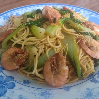Mì Trứng Xào Tôm Cải Thìa