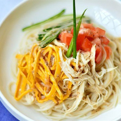Mì Thịt Gà trộn trứng thanh đạm đơn giản