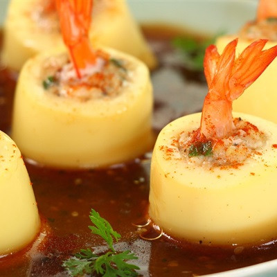 Đậu hũ trứng hấp tôm