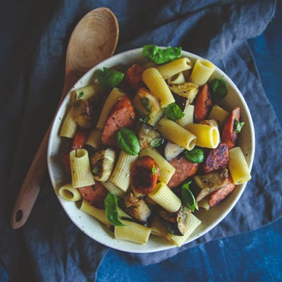 Pasta cà tím xúc xích