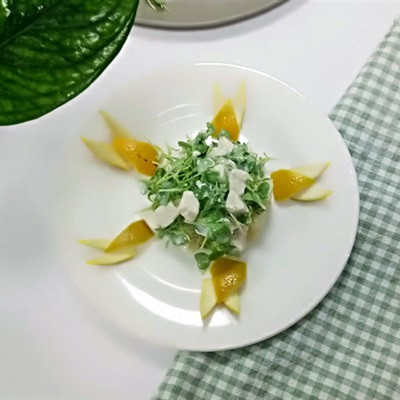 Salad đậu hũ non trộn cam và rau mầm