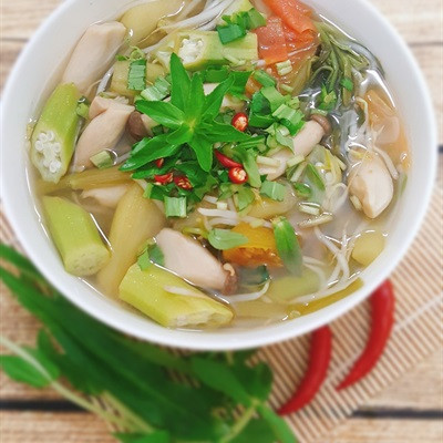 Canh chua chay nấm đùi gà